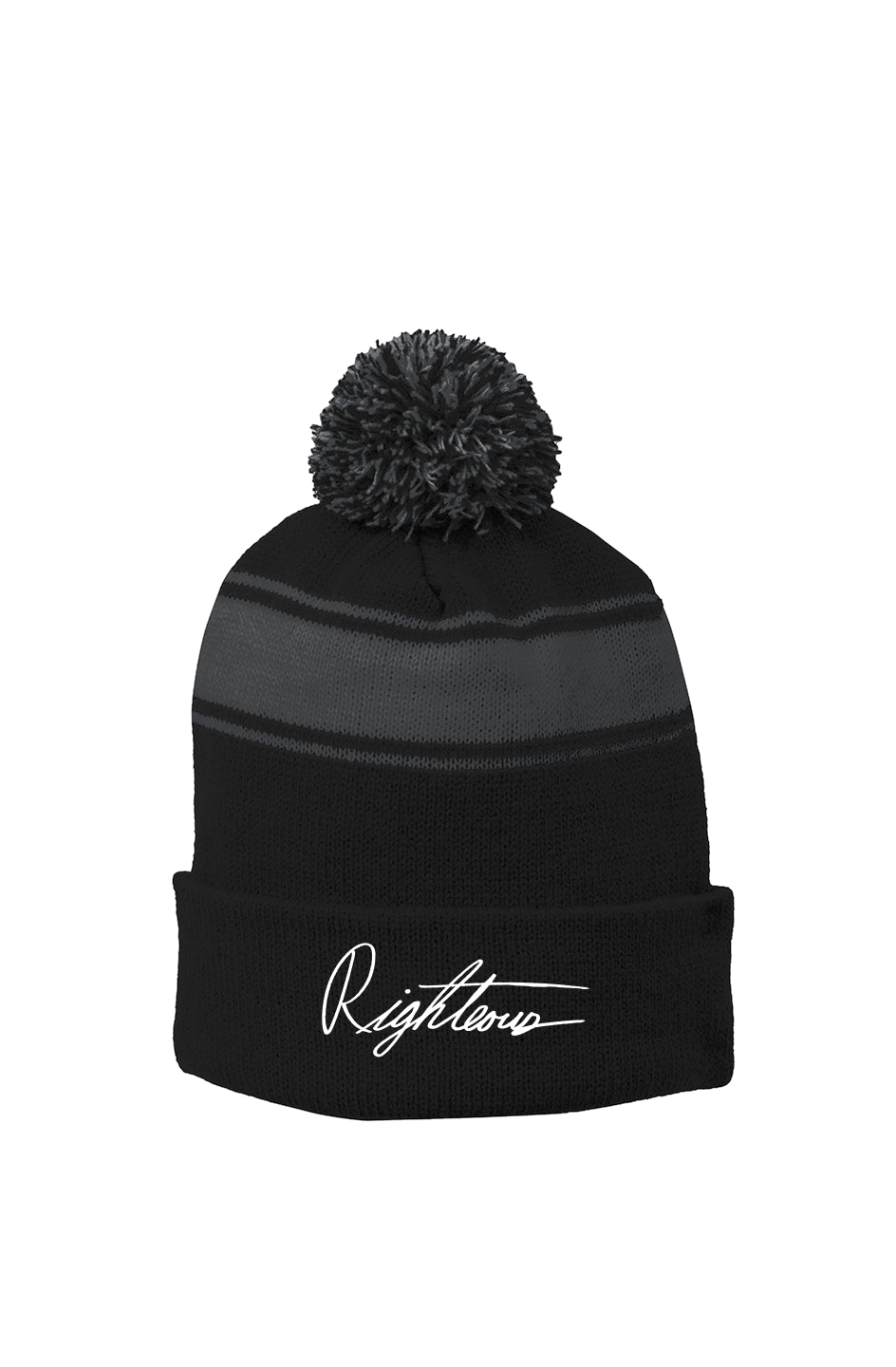 RIGHTEOUS EMBROIDERED SIGNATURE POM BEANIE