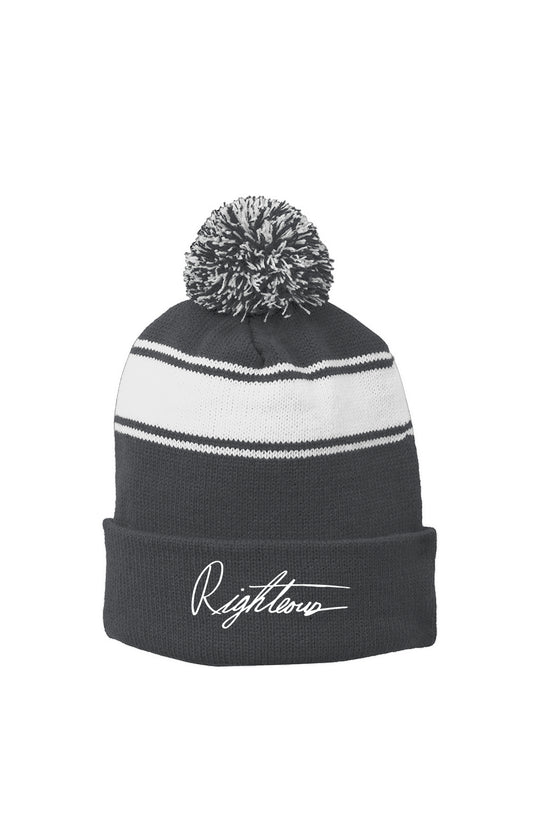SIGNATURE EMBROIDERED POM BEANIE