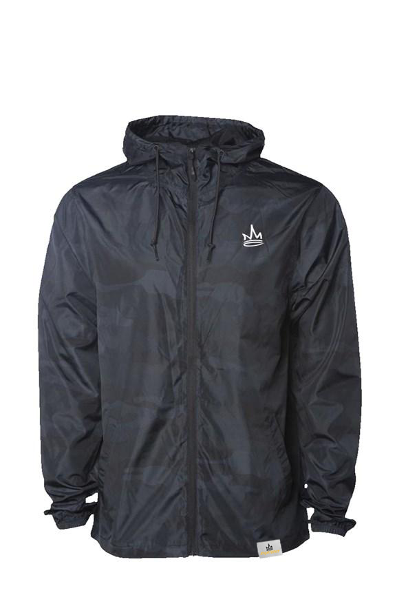 CROWNED EMBROIDERED BLACK CAMO WINDBREAKER