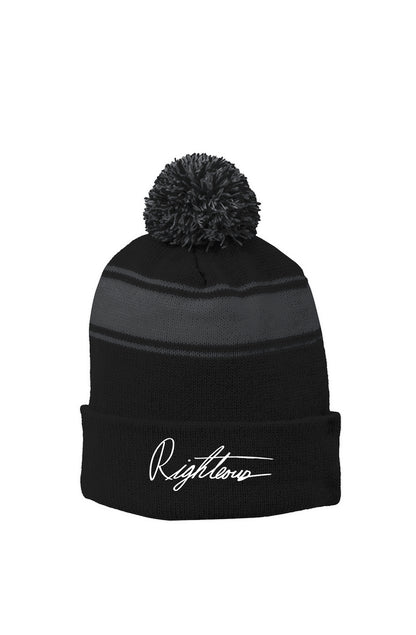 RIGHTEOUS EMBROIDERED SIGNATURE POM BEANIE