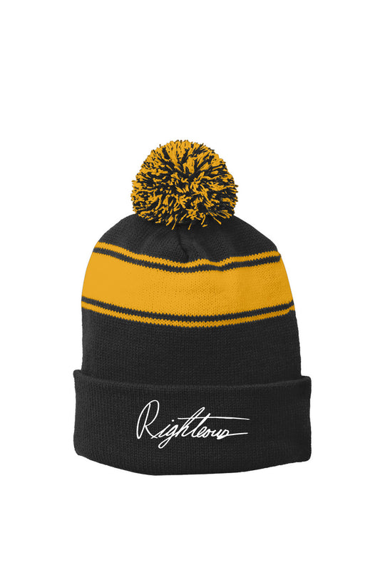 SIGNATURE EMBROIDERED POM BEANIE