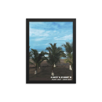 PALMS CLOUDY BEACH FRAMED POSTER