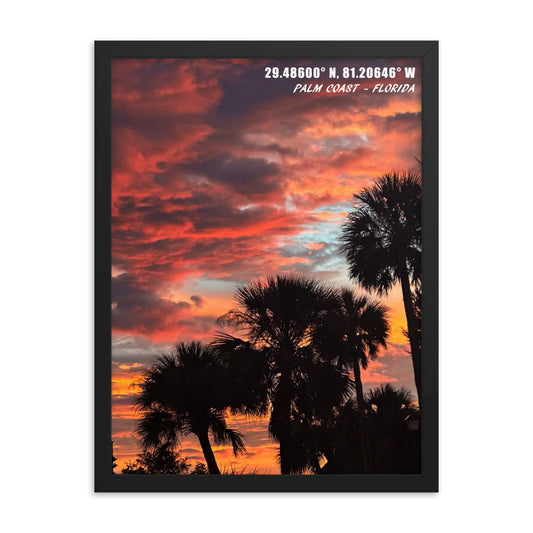 PALM TREES SUNSET FRAMED POSTER