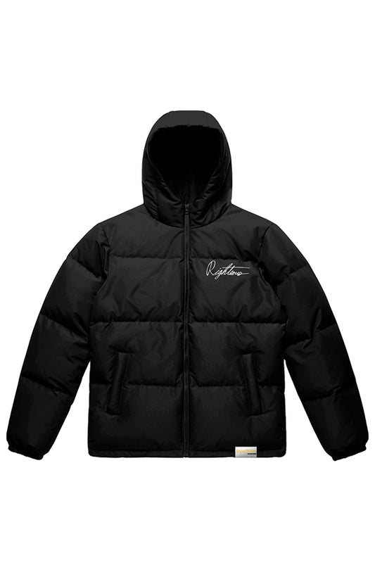 SIGNATURE EMBROIDERED PUFFER COAT