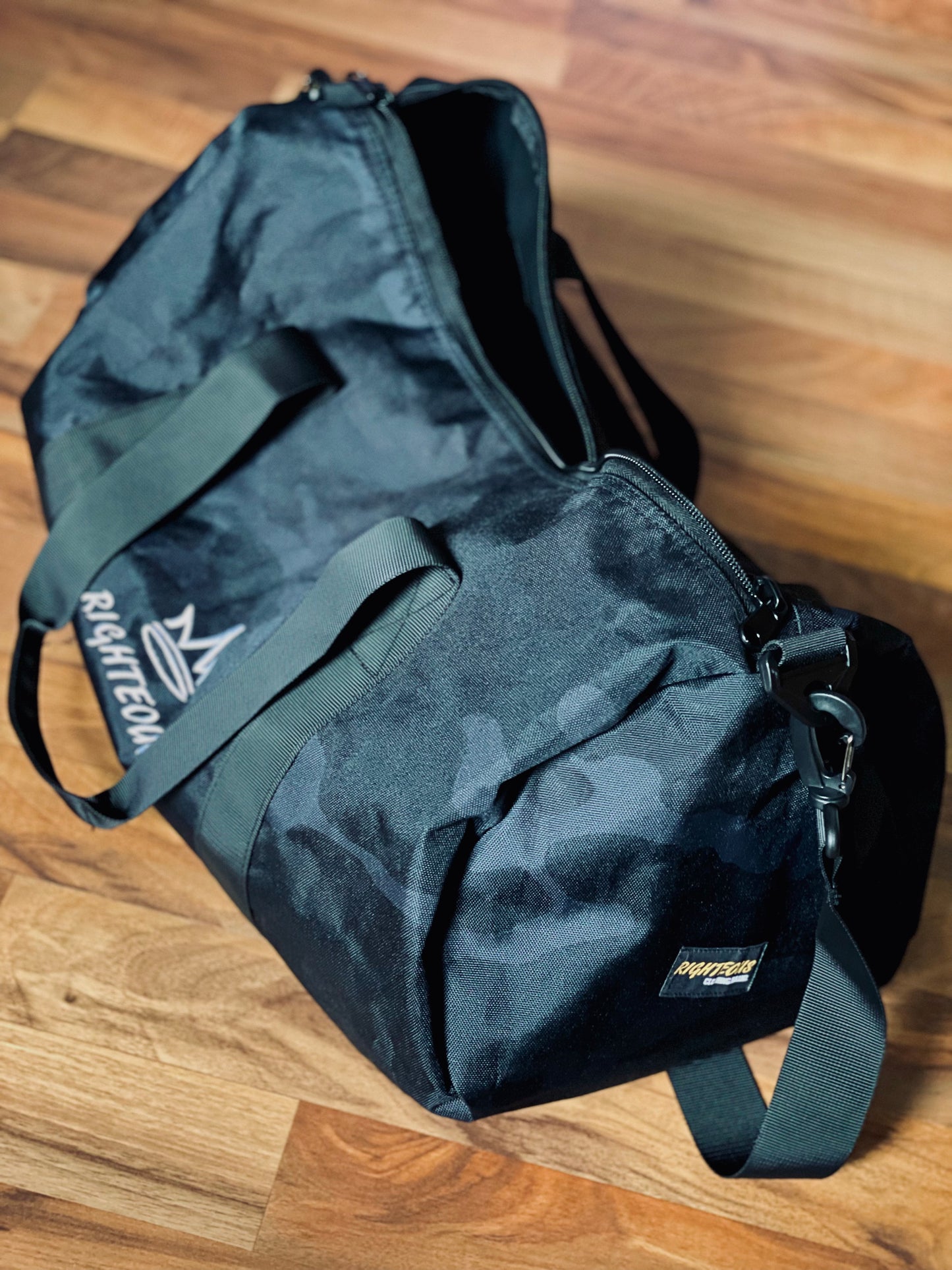 EMBROIDERED OG LOGO CAMO DUFFEL BAG